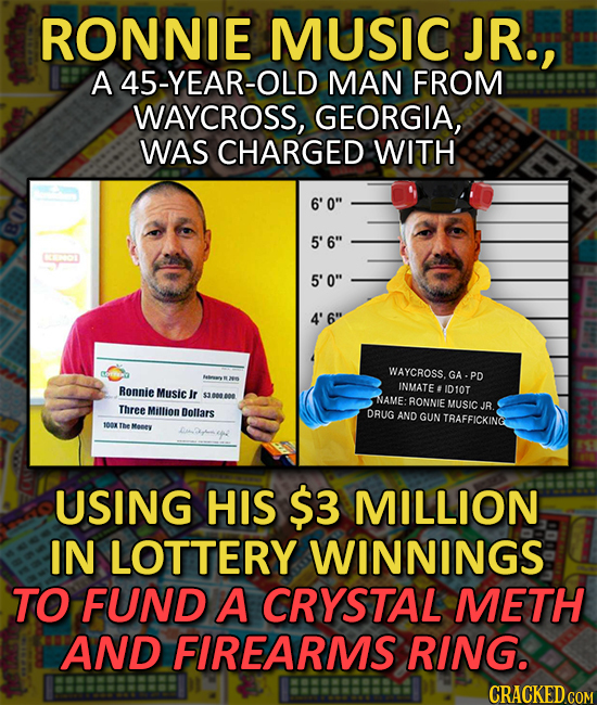 Lottery winner invests in crystal meth and firearms