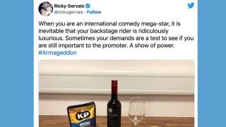 Ricky Gervais’ Contract Rider Shows What Superstardom Tastes Like