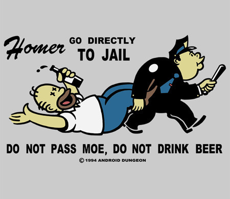 Homer GO DIRECTLY TO JAIL DO NOT PASS MOE, DO NOT DRINK BEER 1994 ANDROID DUNGEON 
