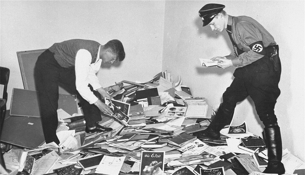 German students and Nazi SA plunder the library of Dr. Magnus Hirschfeld, Director of the Institute for Sexual Research