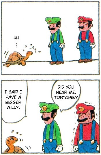 8 Mario Bros. Moments Nintendo Doesn't Want You To See - Luigi from the Super Mario World strategy guide bragging about the size of his willy