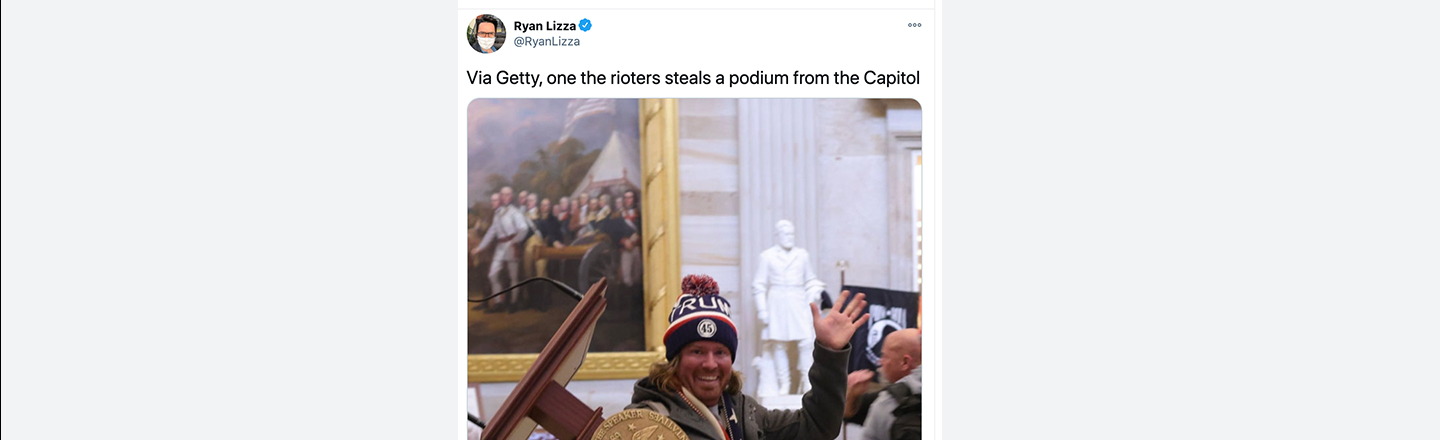 Sorry, Twitter! 'Via Getty' Isn't The Name of Lectern-Stealing Rioter