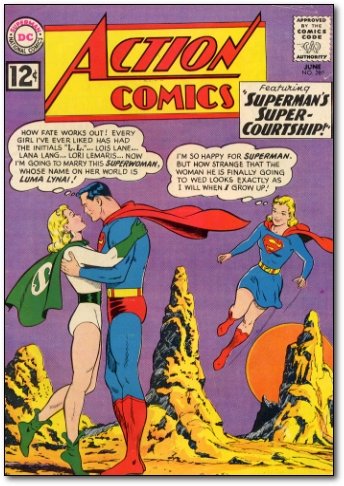 GTEA ov aW SAE CTO comIC DC CODR a 12 JLNE COMICS Featuring SUPERMAN'S SUPER- COURTSHIP HOW EATE WORKS OUT! EVERY GIRL IVE EVERLIKED HAS HAD THE INITI
