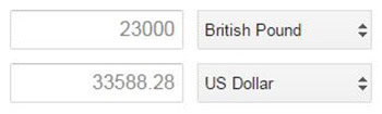 23000 British Pound 33588.28 US Dollar