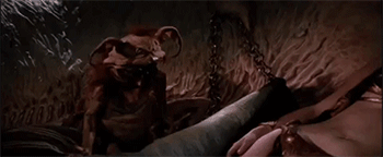 Salacious Crumb transfixed by Jabba's tail