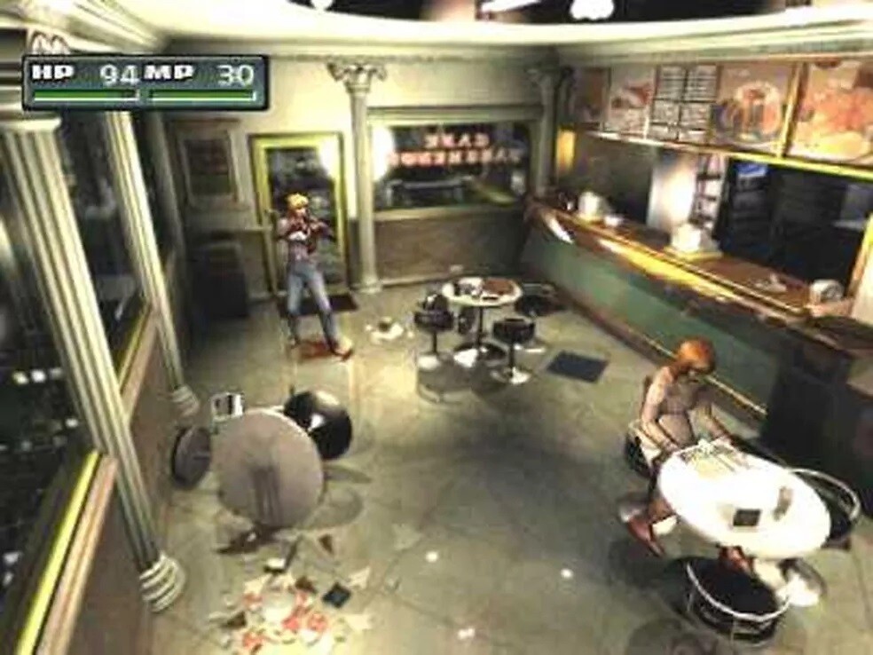 A screen from Parasite Eve, a game that ended up absorbing many of the elements from the scrapped version of FFVII