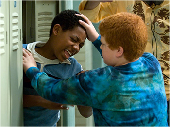 Chris shoved into a locker