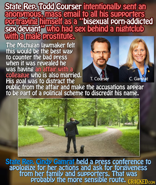 State ReP. Todd Courser intenfionally sent an anonymous, mass email to all his suPporterS portraying himself as a bisexual porn-addicted sex deviant
