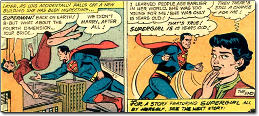 LOIS ACCIDENTALLY ALLS OE A NIEW 1 LEARNED PEOPLE AGE EARLIER ZWCA 7ABKES LATER. AS CHANCE IN WAAS d ALLDING HAS INSPECTING... HER WORLD. CHE TOO STIL