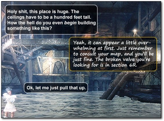 Holy shit, this place is huge. The ceilings have to be a hundred feet tall. How the hell do you even begin building something like this? Yeah, it can 