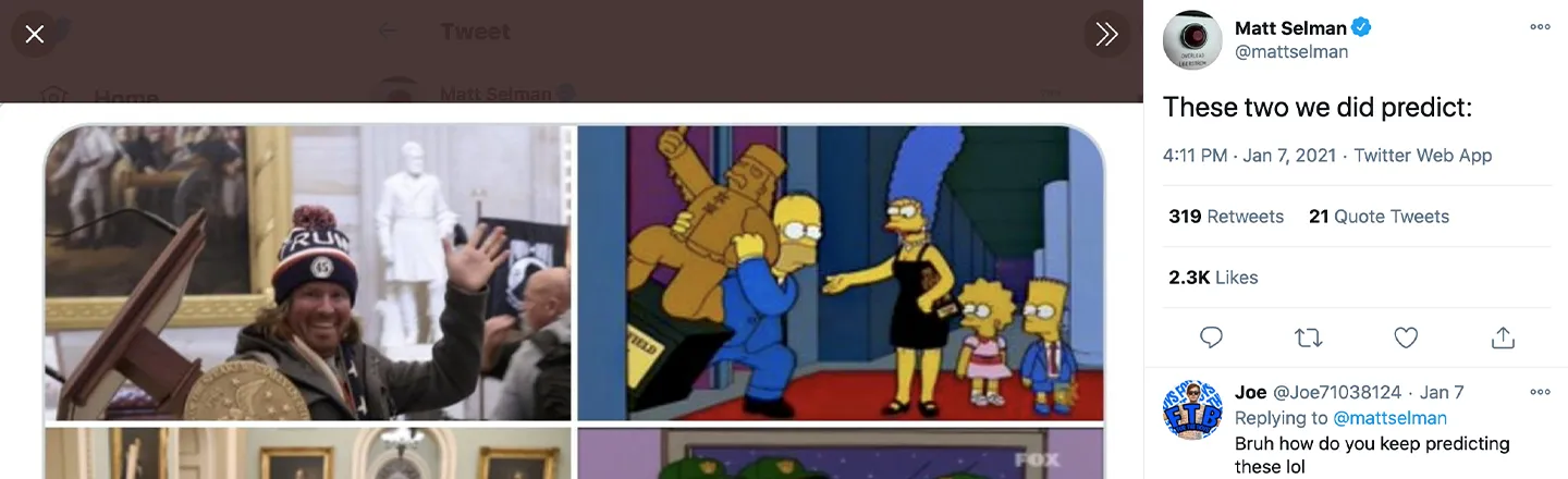 Eagle-Eyed Fans Draw Similarities Between Old Episodes of 'The Simpsons,' Capitol Attack