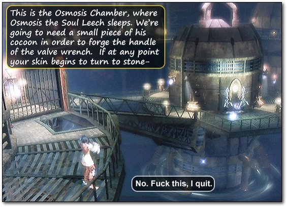 This is the Osmosis Chamber, where Osmosis the Soul Leech sleeps. We're going to need a small piece of his cocoon in order to forge the handle of the 