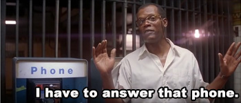 Sam Jackson answering a phone