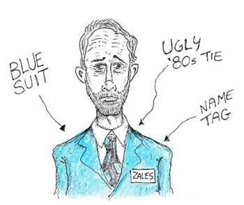 UGLY TIE '8Os BLUE SUIT NAME TAG ZALES 