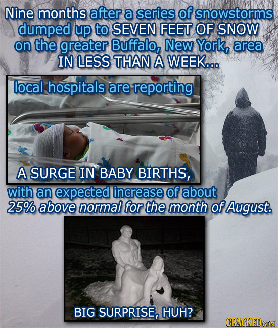 Nine months after a series of snowstorms dumped up to SEVEN FEET OF SNOW on the greater Buffalo, New York, area IN LESS THAN A WEEK..0 local hospitals