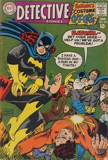 Detective Comics cover featuring Batgirl, Batman and Robin.