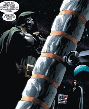 Dr. Doom speaks with Dracula