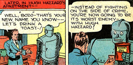IN HU64 HAZZARD'S APARTMENT- -INSTEAD OF FIGHTING ON THE SIDE oF CRIME, A WELL! BOZO. -THAT'S YOUR YOURE NOW GOING TO BE NEW NAME you KNOW- ITS WORST 