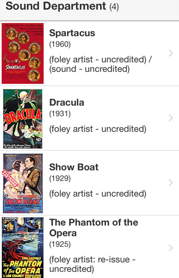 Jack Foley sound design credits on IMDB