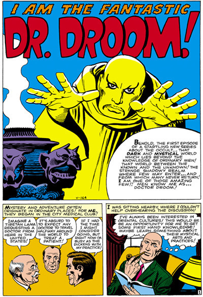 AM The FANTASTIC DR. DROOM! BEMOLD. THE FIRST EPISODE OF A GTATLING CEDLEG ABOLIT TE OCCULT. THAT DAEK AND AAVETICAL WOCLD WHICH LEG THE KSONLFORE ORD