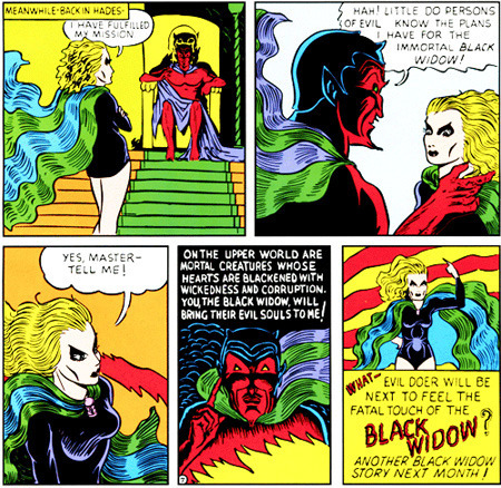 MEANWHILE BACK IN HADES- HAN LITTLE DO PERSONS HAvE FULFILLED OF EVIL KNOW THE PLANS MX MISSION HAVE FOR THE IMMORTAL ALACK wiDOW! YES MASTER- ONTHE U