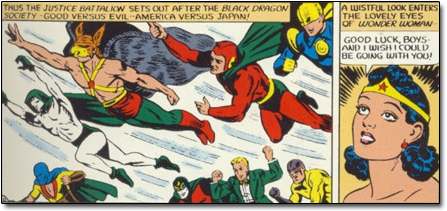 THUS THE JUSTICE HAT TA NW SETS OUT AF TER THE BLACK DRIAGON A WJISTFLIL LOOK ENTERS SOCIETY GOOD VERSUS EVI AMEHICA VERSUIS JAPN! THE LOVELY EYES Of