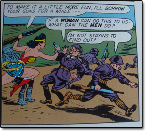 7O MAKE IT A LITTLE MORE FUN. IL BORROW YOUR GUNS FOR a WHILE IF 0 WONAN CAN DO THIS TO US- WHOT CAN THE MEN DO D IM NOT STAYING TO FIND OUT! Lutaa