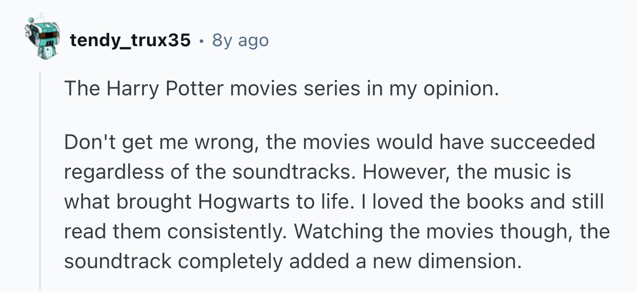 Comment on Harry Potter music bringing Hogwarts world to life