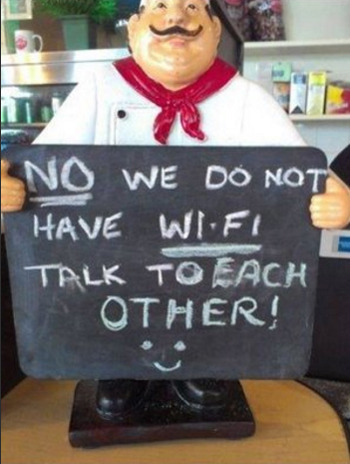 NO WE DO NOT HAVE WIFI TALK TO EACH OTHER! 