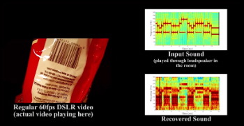 nput Sound (plasod thrwarh loudspeaker in ee I Regular 60fps DSLR video (actual video playing here) Recovered Sound 