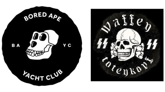 the bored ape yact club that very obviously references the Nazi SS logo