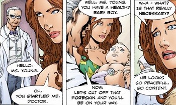 5 'What?' Superhero Stories Hollywood Can Never Make -  scenes from the Foreskin Man comic book