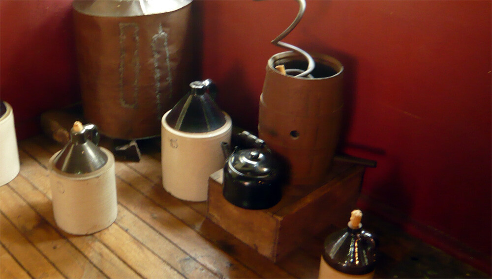 Old moonshine apparatus that was "chopped up" by law enforcement officers, Estes-Winn Antique Car Museum