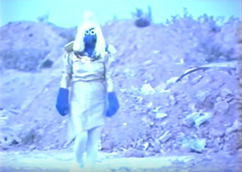a smurf on the moon