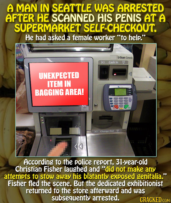 Man arrested for scanning his penis in the checkout line