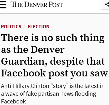 THE DENVER POST POLITICS ELECTION There is no such thing as the Denver Guardian, despite that Facebook post you saw Anti-hillary Clinton story is th