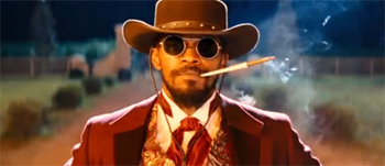 Django smoking in sunglasses