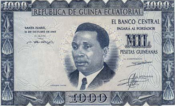 100O 1000 REPUBLICA DE GUINEA ECUATORIAL EL BANCO CENTRAL SANTA ISAREL AGARA Al PORLADOR - B6711.3 7E N MIL PESETAS GUINEANAS o Mvpe -DD