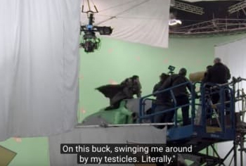 On this buck. swinging me around by my testicles. Literally.