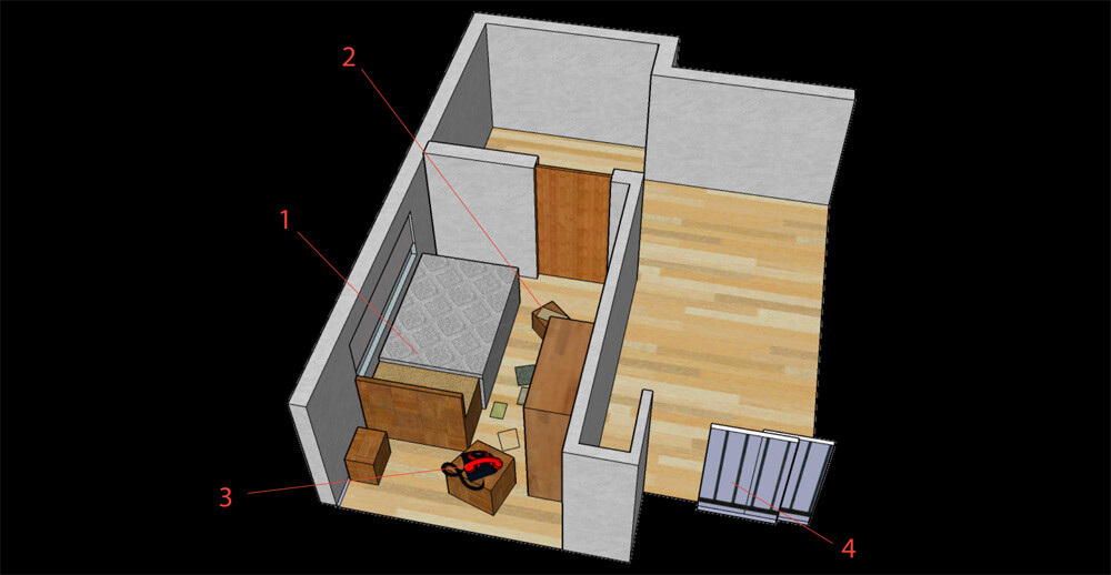 An illustration of where Kato's mummified body was discovered