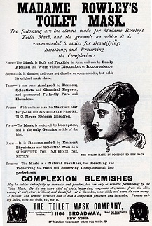 MADAME ROWLEY'S TOILET MASK 7%e follosing abe leese msdle far Mlastese Renve's or Toite Mare ad Aly rounds te sesbse At is rormsended lo Andee for Ber