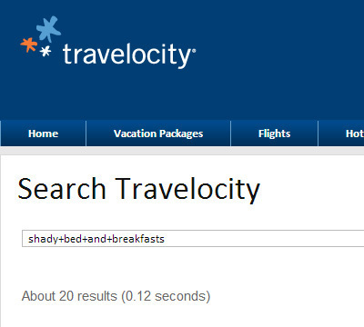 travelocity Home Vacation Packages Flights Hot Search Travelocity shadytbedtandtbreakfasts About 20 results (0.12 12 seconds) 