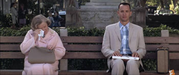 Forrest Gump on a bench