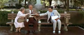 Forrest Gump on a bench