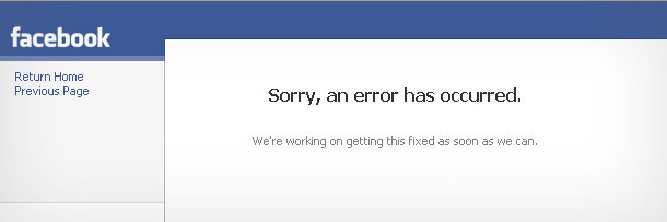 facebook Return Home Previous Page Sorry, an error has occurred. We're working on getting this Fixed as soon as we can.