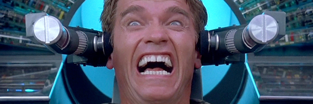 Arnold Schwarzenegger screaming in Total Recall