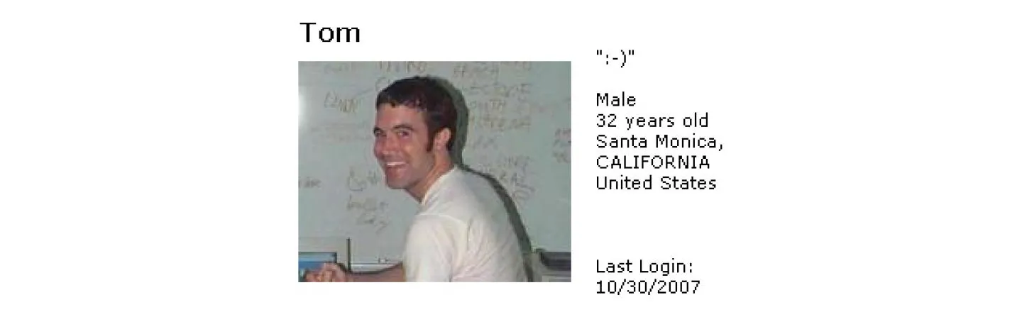Tom ":-)" Male 32 years old Santa Monica, CALIFORNIA United States Last Login: 10/30/2007 