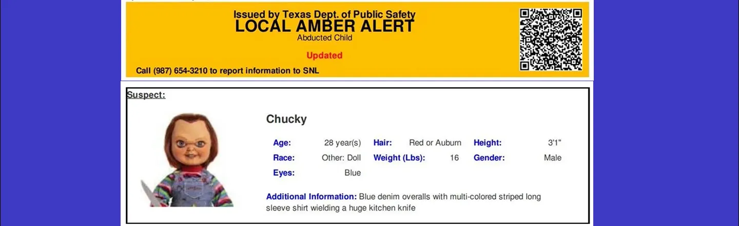 Texas Officials Apologize After Accidentally Sending Chucky Doll Emergency Alert