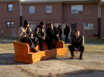The Wire orange couch