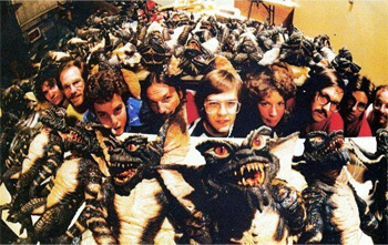 Gremlins cast with the puppets